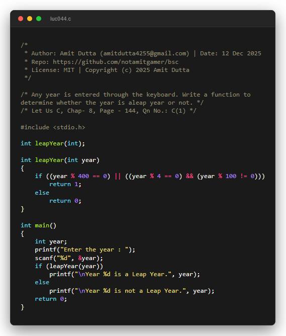 Any year is entered through the keyboard. Write a function to determine whether the year is aleap year or not.